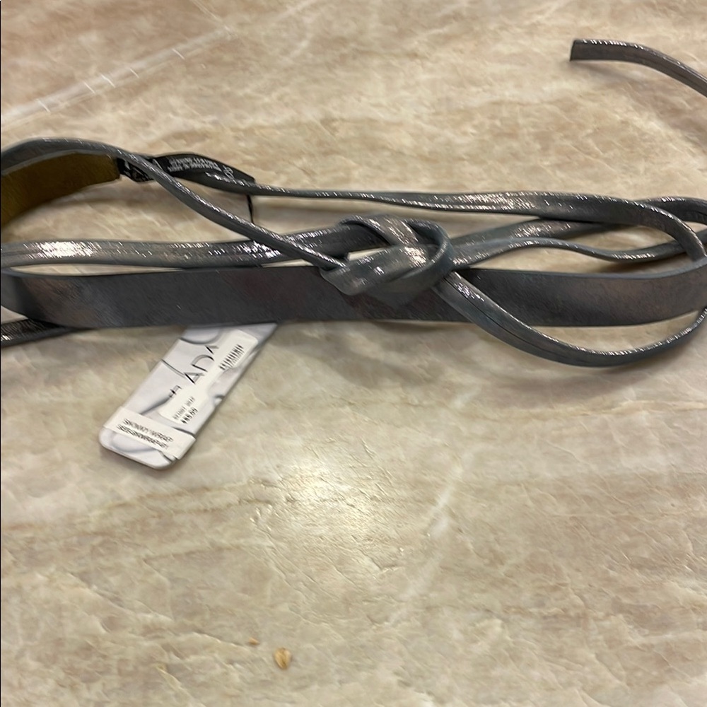 Ada Metallic Gray Twist Tie Belt